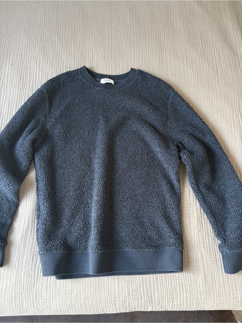 COS Men's Blue Sherpa/Boucle Crewneck Sweater